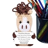 Caballo Tejido a Ganchillo - Figuritas de punto de caballo para escritorio | Animales Inspiradores a Ganchillo,para Mujeres Hombres Amigos Colegas Cumpleaños Navidad Relleno para Calcetín Hogar Cuarto