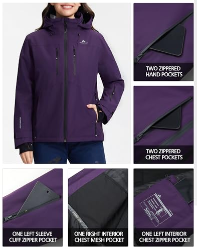 Pioneer Camp Damen Winterjacke Wasserdicht Winddicht Atmungsaktiv Skijacke für Snowboard Ski Outdoor(Shadow Purple;S)
