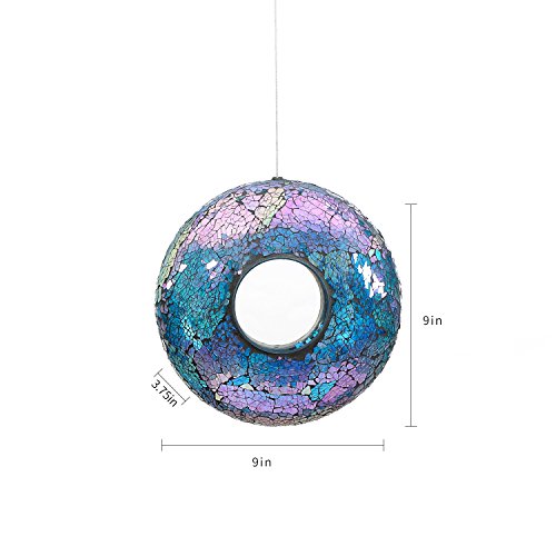 Fly Through Wild Bird Feeder Garden Hanging Bird Feeder Mosaic Circle Squirrel Proof For Outdoor Decoration,Blue #TOP6