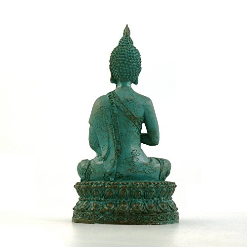 Estatua buda sentado de resina verde 6.7 in miniatura 4