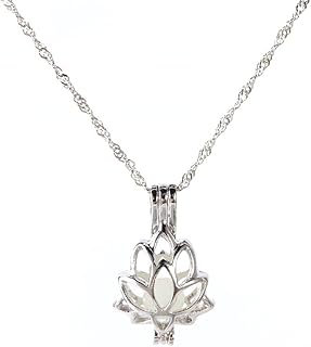 U-K Sky Blue Glow in The Dark Lotus Flower Shaped Pendant Necklace for Women Creative and Useful Professional and Attractive