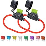 GNAWRISHING 10 AWG ATC/ATO Inline Fuse Holder(2PCS) and Standard Blade Fuse 5PCS of Each 50A, 40A,...