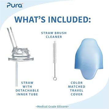 Pura Toddler to Kid Stainless Steel Straw Bottle - Plastic-Free, MadeSafe, Silicone Straw, Pink Swirl