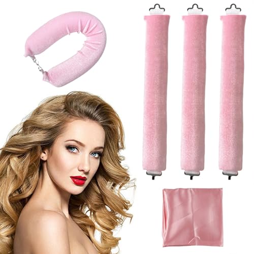 Set di bigodini senza calore con gancio, bigodini durante la notte e nastro senza calore (per ricci Overnight Blowout senza calore, per capelli corti e lunghi, incluso set di acconciature fai da te in