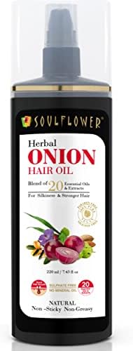 Soulflower Amla and Onion Hair Oil | Promotes Hair Growth, Reduces Hair Fall, Provides Healthy Hair and Scalp for Men & Women with Castor Oil & Peppermint Essential Oil |100% Pure, Natural| 220ml