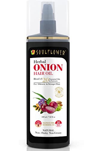 Soulflower Amla and Onion Hair Oil | Promotes Hair Growth, Reduces Hair Fall, Provides Healthy Hair and Scalp for Men & Women with Castor Oil & Peppermint Essential Oil |100% Pure, Natural| 220ml