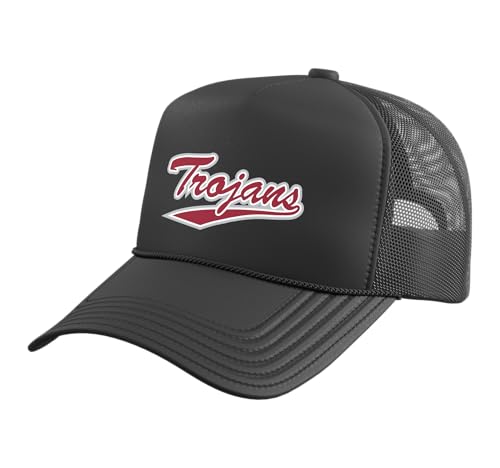 Troy University Trojans TROY23 Trucker Hat with Adjustable Mesh Back, Black