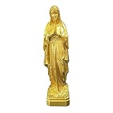 B Baosity Estatua Religiosa Virgen María Figura Decorativa Artesanal Oración Resina Escultura Detalles Finos Adecuada para Regalo Religioso Mesa Escritorio, Oro, Estilo un