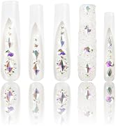 LOVFUL Press on Nails Candy Diamonds & White French Tip | Luxury Spring French Tip Glossy Press O...