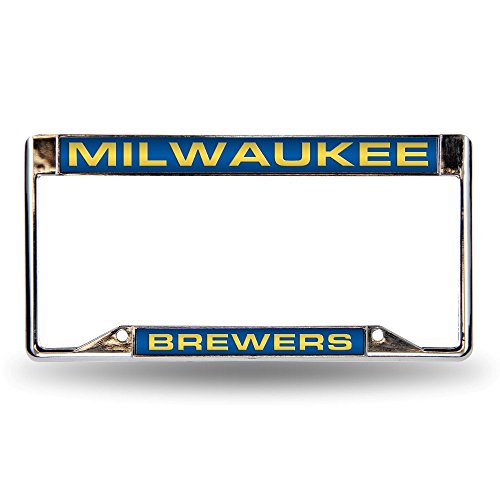 Rico Industries FCLIN4501 MLB Milwaukee Brewers Laser-Cut Chrome Auto License Plate Frame