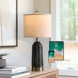 USumkky 20.25' - Table Lamp for Living Room, Bedroom, Modern Ceramic Bedside Lamp with USB Charging Port, Nightstand Lamp, Farmhouse Table Lamp (Black)