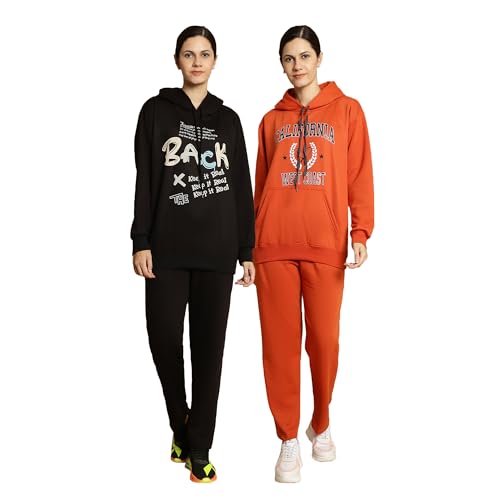 Image of Mack Jonney Printed Hooded Cotton Fleece Track suit for Women (Pack of 2)(Kangaroo Pockets)-MACK51590