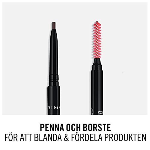 Rimmel Brow Pro Micro automatyczna kredka do brwi, cienka kredka do brwi ze szczoteczką, kremowa formuła, nr 3 – Dark Brown