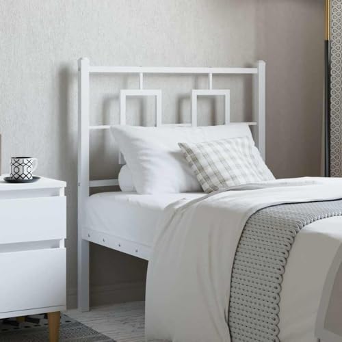 Bucmath Tête de lit métal Blanc 80 cm pour lit à Tubes carrés, Design élégant et Robuste, Support Stable pour Chambre à Coucher