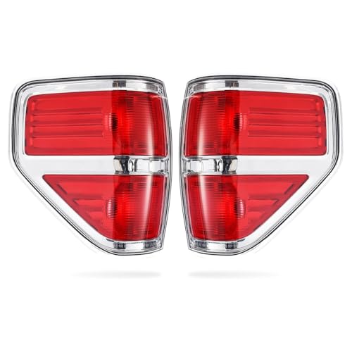 CNNELL Tail Lights Assembly Compatible with Ford F150 Pickup Truck 2009-2014 Rear lights Not fit original model w-LED tail lamp 2pcs Red Chrome