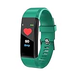 Smart Watch Fitness Tracker Band - Activity & Sleep Monitor for Men Women Kids, Blood Pressure & Heart Rate Monitor, Pedometer, Calorie Counter - Waterproof Wristband w/Android & iPhone App (Green)