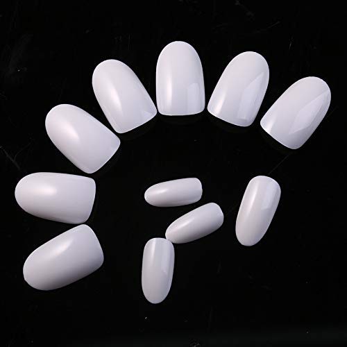 Surakey 100 Stück künstliche Fingernägel, weiß, ovale Nagelspitzen, Acryl, volle Abdeckung, runde Kunstnägel, künstliche… – Bild 3