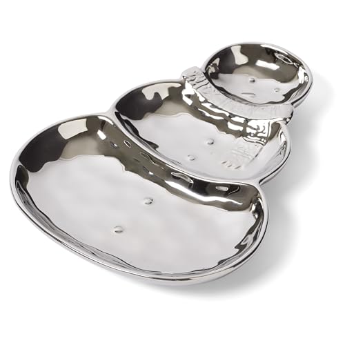 Elegance Silver Titanium Plated Porcelain Snowman Candy Dish – Festive