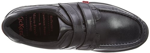Image of Kickers Men's Reasan Twin Strap Black Leather School Shoes | Sporty Comfort | Durable & Flexible | Premium Quality, Black, 46