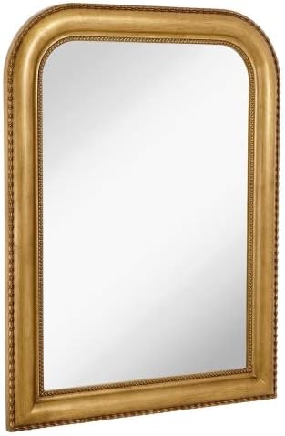 Hamilton Hills 40" x 30" Classic Gold Mirror - Rich Framed Top Round Corner- Thick Arched Top Rich Wall Mirror - Vanity for Bathroom Decor, Bedroom, Living Room - Hangs Horizontal or Vertical