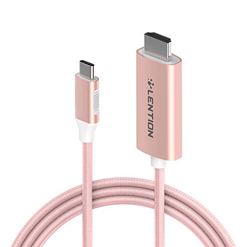 LENTION Câble Extra Long Adaptateur USB-C vers HDMI 4K/60 Hz AV Numérique pour MacBook Pro 13/15 (Thunderbolt 3 Port), MacBook 12, Dell XPS, Samsung S9/S8/Plus, HP, Lenovo, Plus (3m, Or Rose)