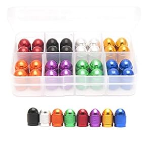 Stofkappen 32 stuks 8 kleuren Automobiel Fietsband Aluminium Ventieldopdop,Wielstofkap Luchtmondstukkap,voor Auto's,Fietsen,Elektrische Driewielers,Motorfietsen en Andere Banden