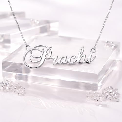Image of Prachi Cursive Gold & Silver Name Pendant Necklace, Best Jewelry Gift for Girls.