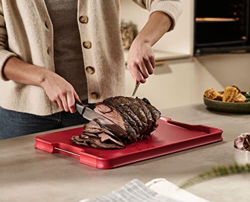 Joseph Joseph Cut&Carve Plus - Non-Slip, Multi-Function, Double-Sided Cutting Board for Food Preparation and Carving- Dishwasher Safe, Red by Joseph Joseph - Used condition - Image 3