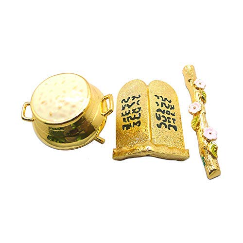 Holy Land Market Ark of the Covenant Replica - Brass Contents: Aaron Rod, Manna Vessel & Tablets, 3 in
