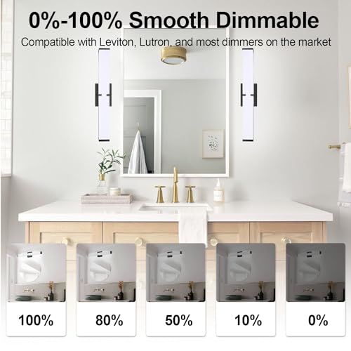 NOVELUX 16 inch Bathroom Vanity Light 2700/3000/3500/4000/5000k Dimmable, Black Modern Matte for Vanity Lighting Over Mirror LED, Equivalent to Incandescent 200W, ETL Certificated (1 Pack) by NOVELUX - Image 8