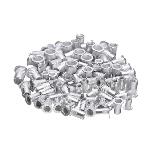 100pcs Steel Aluminum Rivet Nuts Kit Threaded Nut Inserts