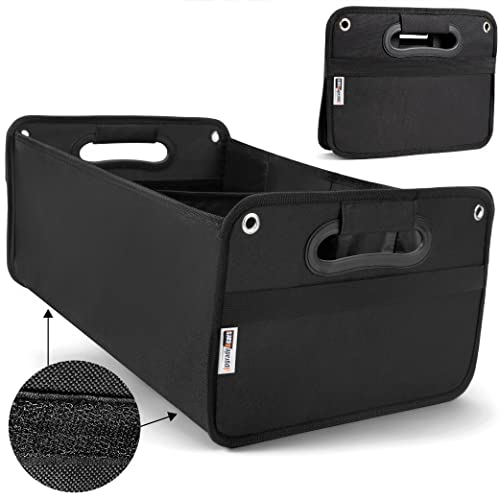 Upgrade4cars Organisateur de Coffre de Voiture Pliable | Sac de Coffre pour Auto Universelle en Noir | Boîte de Rangement Voiture Durable | Gadget Utile