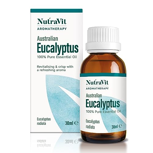 NutraVit - Australian Eucalyptus Oil | 100% Pure Eucalyptus Essential Oil - 30 ml - Therapeutic Grade Aromatherapy Oil - Diffuser, Humidifier, Sinus Relief, Congestion Relief, Headaches & Nausea