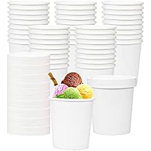 Hedume 60 Pack Paper Ice Cream Cups with 60 Pack Lids, 16 OZ Frozen Dessert Containers with Lids, Cold and Hot Food Container for Soup, Dessert, Yogurt, Sauce
