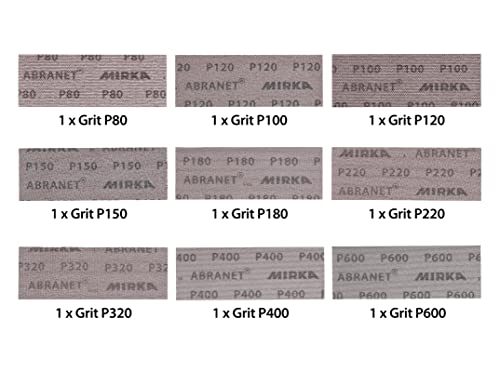 Mirka 9A-150-Aprp 2 3/4-Inch By 8-Inch Abranet Assortment Pack, 1 Each P80 - P600 #TOP2