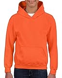 Fashion Gildan 18500B Youth Fleece Hood Orange X-Small
