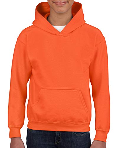 Fashion Gildan 18500B Youth Fleece Hood Orange X-Small