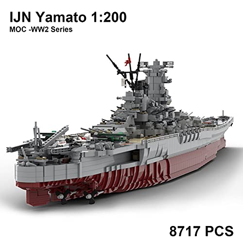 WANZPITS Classic Military WW2 IJN Yamato Battleship Architecture Model MOC-37260 Marine Armee Waffe Kriegsschiff Maßstab… – Bild 2