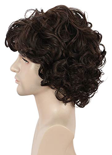 Yuehong HD-1286 Mens Short Curly Brown Wig Anime Cosplay Wigs Halloween Cosplay Costume Hair Wig thumb #4