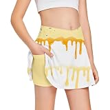 Kinder Hose Jungen Mädchen Mädchen-Tennisrock mit hohem Bund Taschen Eisprint sportlicher Rock für Spiel Alltag ideal für Outdoor Schule im (Yellow2, 11-12 Years)