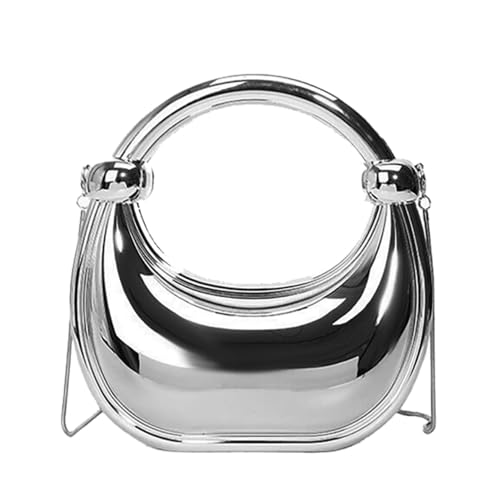 Image of Acrylic Evening Clutch Purse Top-handle Moon Hobo Bag, Elegant Marble Handbag for Wedding Cocktail Party