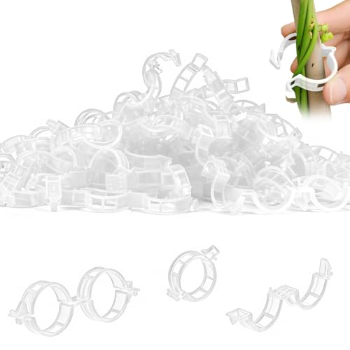 Dovciua 100PCS Plant Support Clips, Plastic Clips for Securing Plants, Plant Fixing Clips for Tomato Vine, Reusable Garden Clips for Climbing Plants, Grape, Vegetable Stems (150, White)