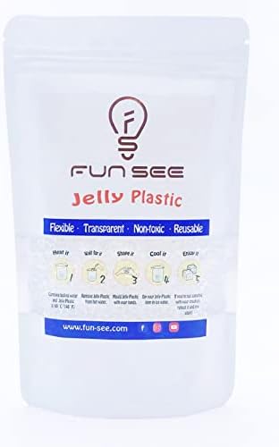 FUN SEE Transparent Jelly Plastic Clay| Thermoplastic Beads| Modeling Compound for DIY Crafts, Sculpting, Cosplay Accessories | Repair | Good Creating Teaching Kits for Adults or Kids (7 OZ)