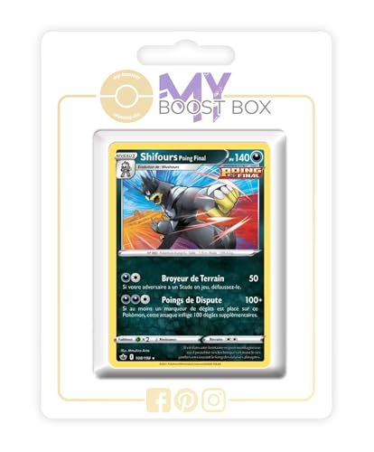 Shifours Poing Final (Urshifu Golpe Brusco) 108/198 Holo o Reverso (Aleatorio) - Myboost X Epée et Bouclier 6 Règne de Glace - Box de 10 Cartas Pokémon Francés