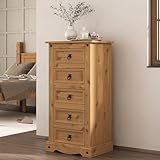 Corona 5 Drawer Narrow Chest, Tallboy, Mexican Pine