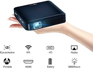 Funcilit Portable DLP Video Projector, Rechargeable Pocket Mini Pico Projector Supports 1080p