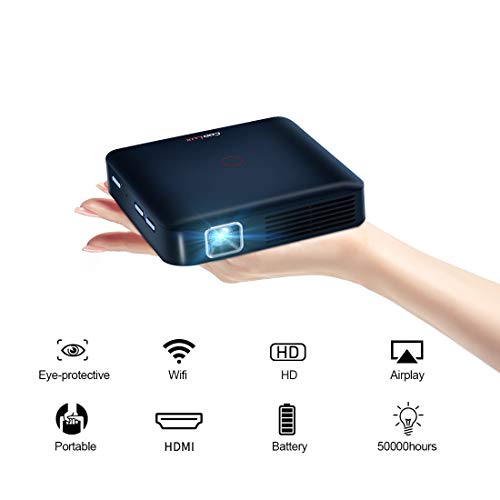 Funcilit Portable DLP Video Projector, Rechargeable Pocket Mini Pico Projector Supports 1080p