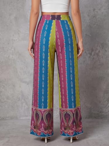 Image of HELLCAT Trousers for Women | Wide Leg Palazzo Pants | Printed High Rise Wide Leg Trouser | Korean Women Casual Vacation Bottom Wear - Pack 1