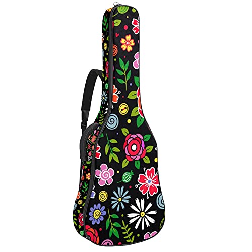 Sac guitare classique 106 cm fleurs et housse pour basse acoustique ou ukulélé
