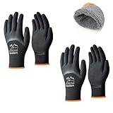 toolant 2 Pairs Winter Work Gloves for Men & Women, 3/4 Waterproof Freezer Gloves with Dual-Layer Latex Coating, Thermal Insulated for Cold Weather, Grip, Touchscreen, L, Black